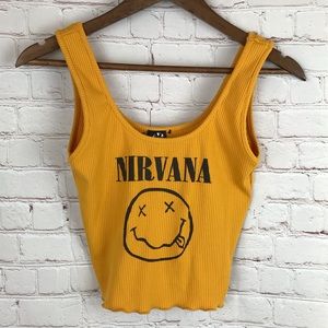 Eye Candy Retro Nirvana Yellow Crop Tank Top